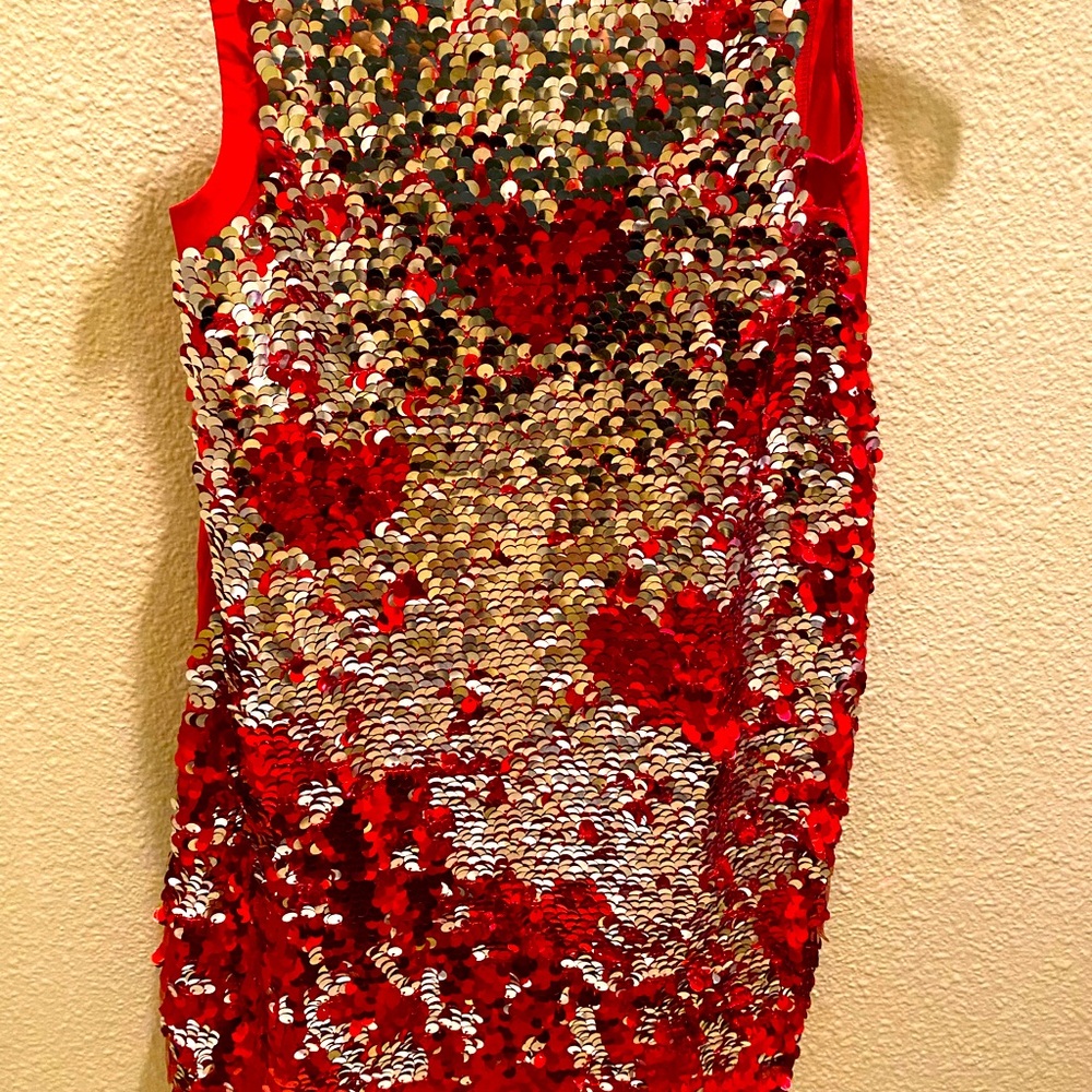 Red and Silver sequin dress. Size 5-6.